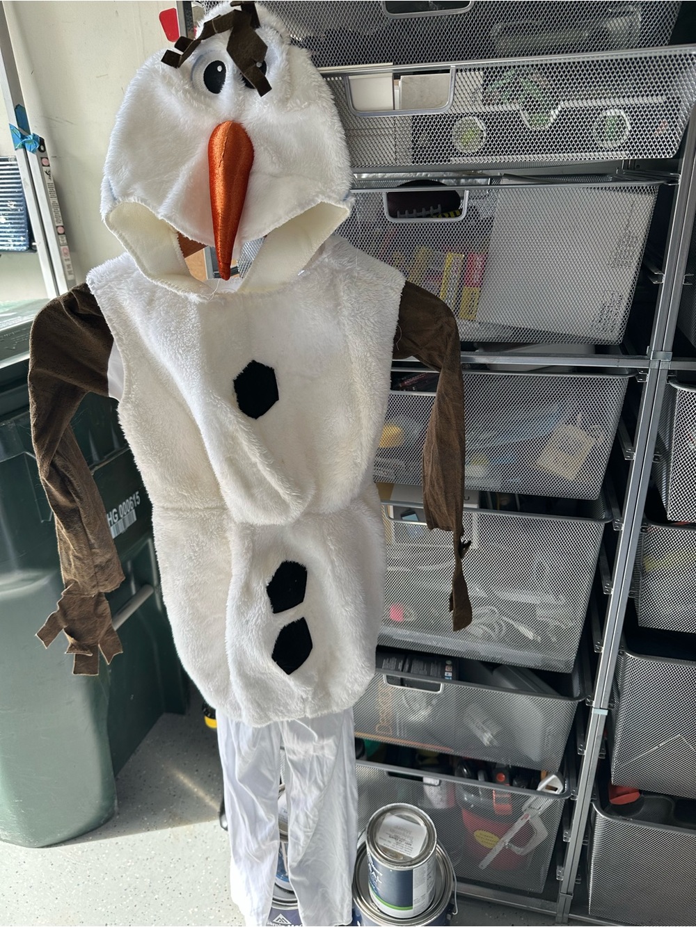 Disney Plush White Olof Costume with Orange Nose and Brown Arms